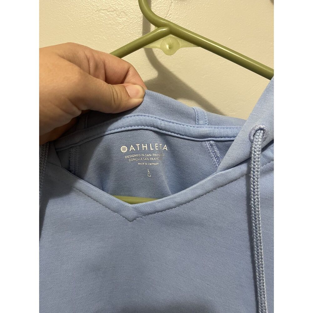 Athleta Sundown Hoodie Sweatshirt Light Blue Oversized Size L - Picture 3 of 6